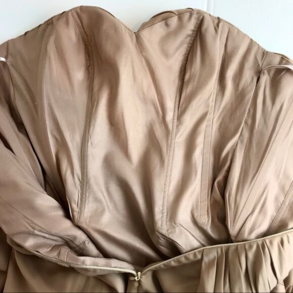 Franssical A-Line mother of bride dress & Bolero jacket tan color size 6 - Picture 10 of 16